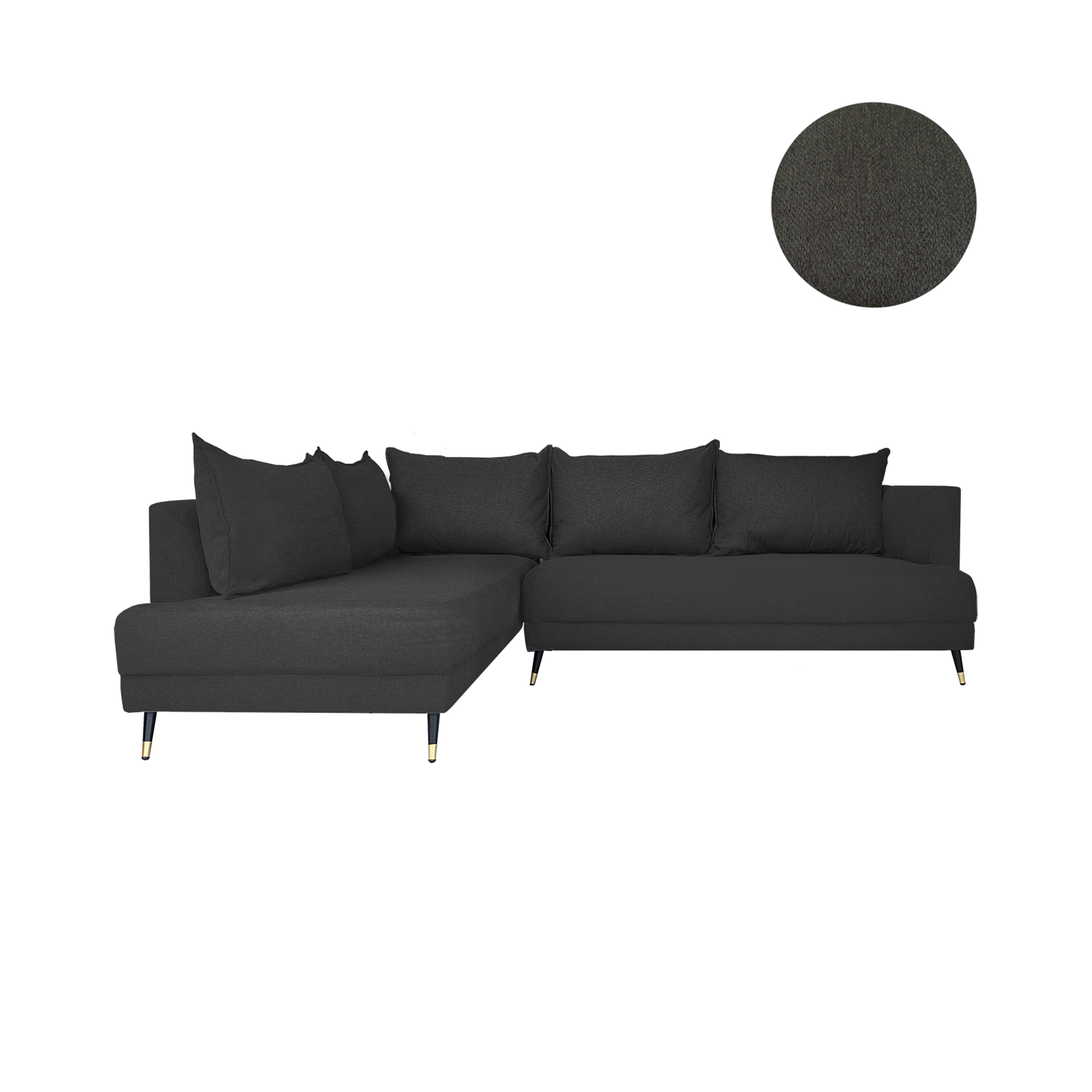 SALA ESQUINERA MODELO STELLA CON CHAISE IZQUIERDO COLOR GRIS OXFORD