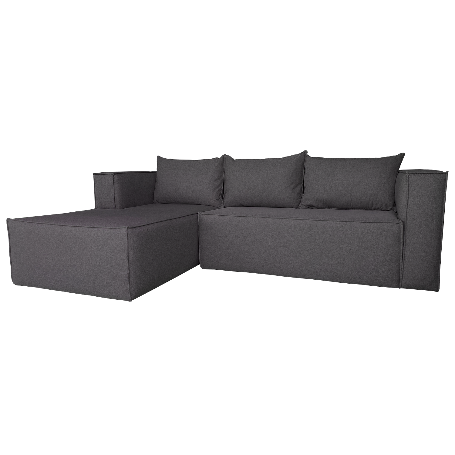 SALA ESQUINERA MODELO DUFFLE CON CHAISE IZQUIERDO COLOR GRIS OXFORD