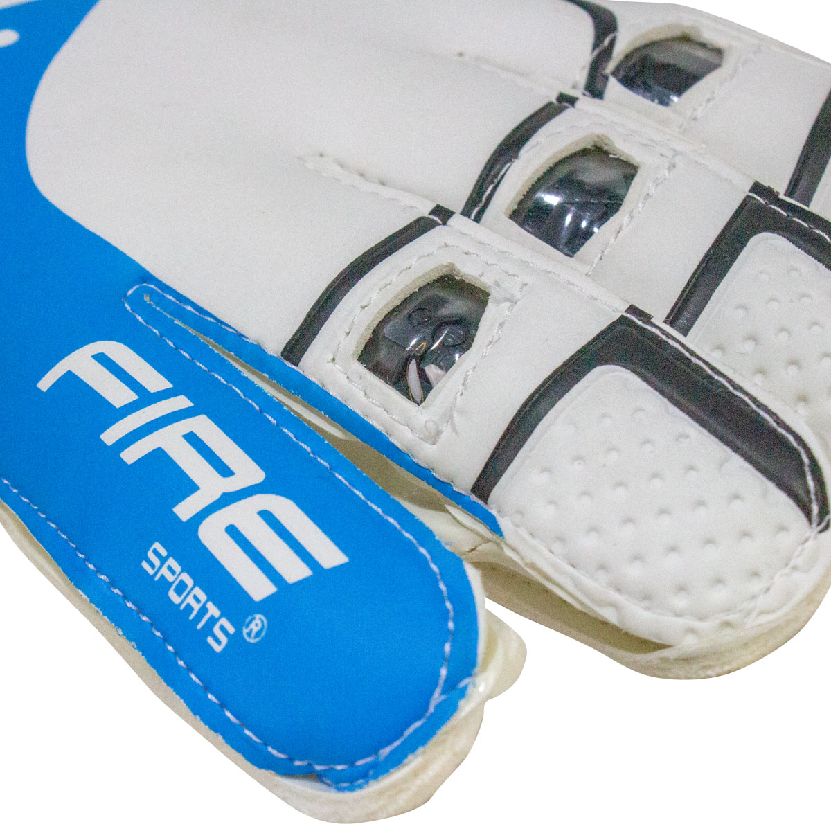 Par de Guantes de portero para fútbol Fire Sports con Varillas Color Blanco/Azul