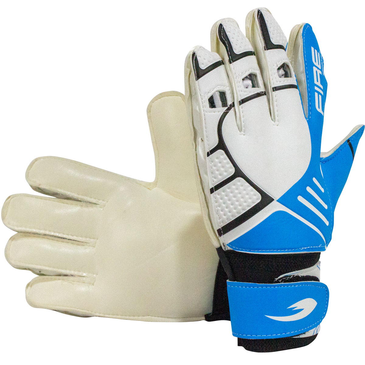 Par de Guantes de portero para fútbol Fire Sports con Varillas Color Blanco/Azul