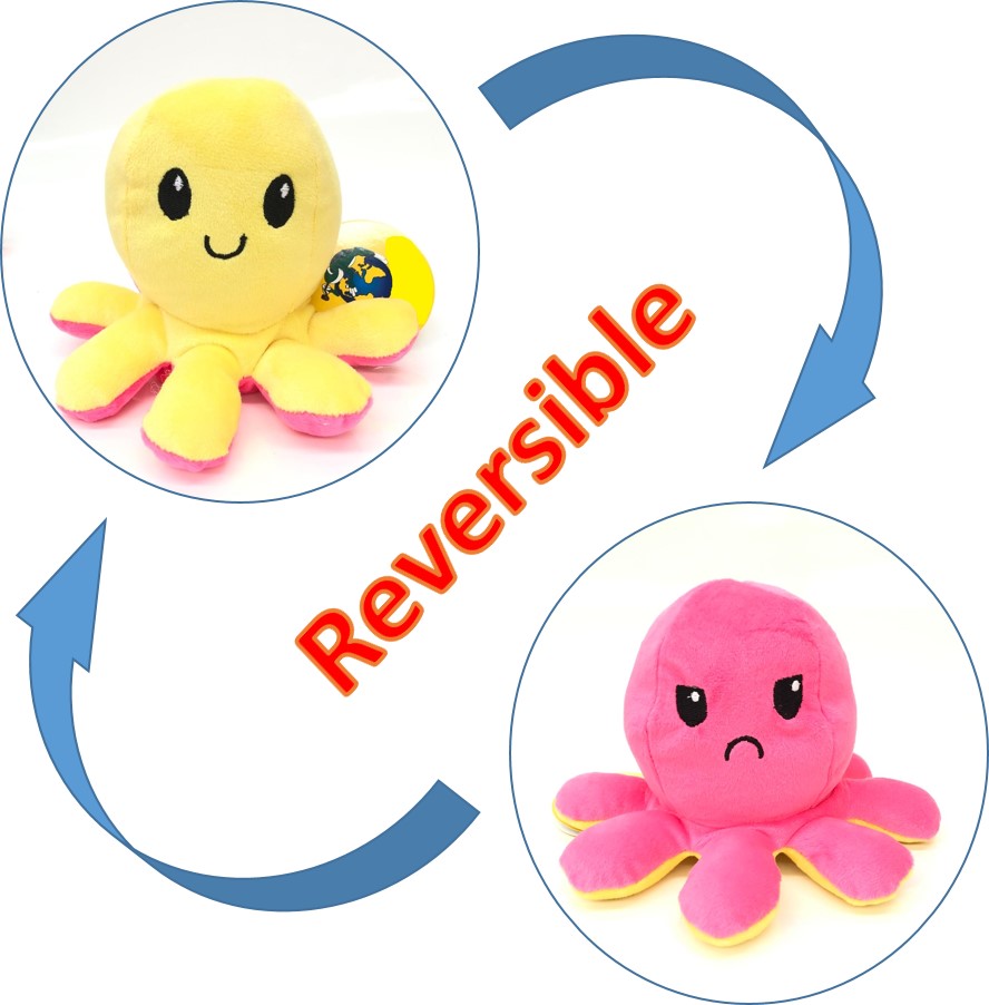 Pulpo Antiestrés Feliz-Enojado - Original, Muy Suave, Peluche Fino