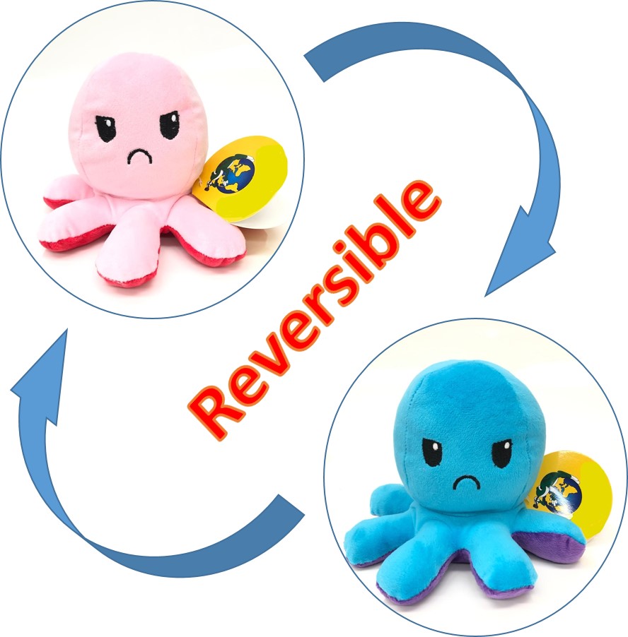 Pulpito Premium Pulpo Reversible Morado Y Celeste Peluche Pulpo