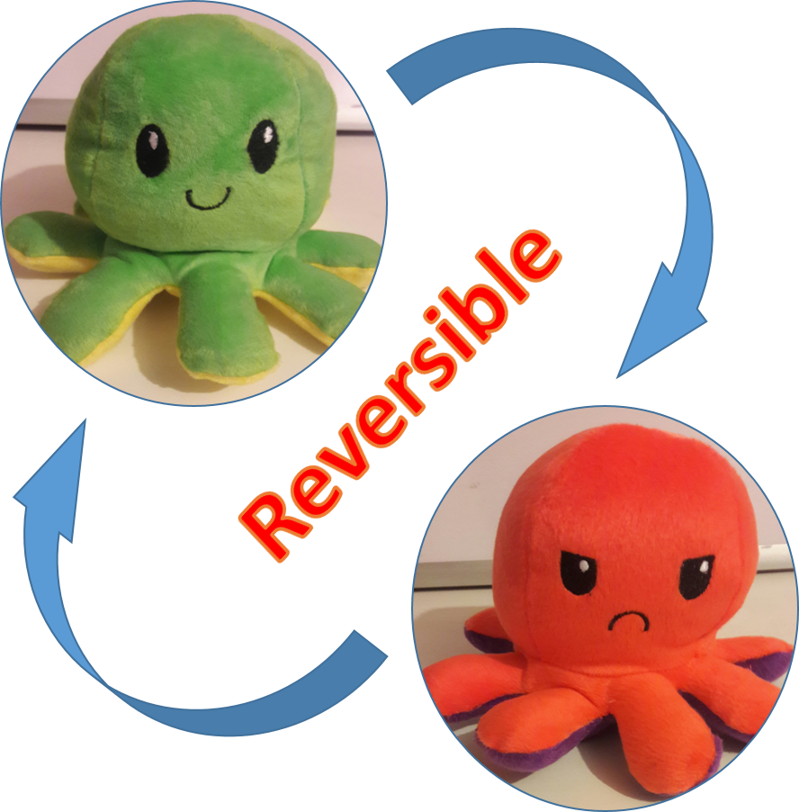 Pulpo Antiestrés Feliz-Enojado - Original, Muy Suave, Peluche Fino