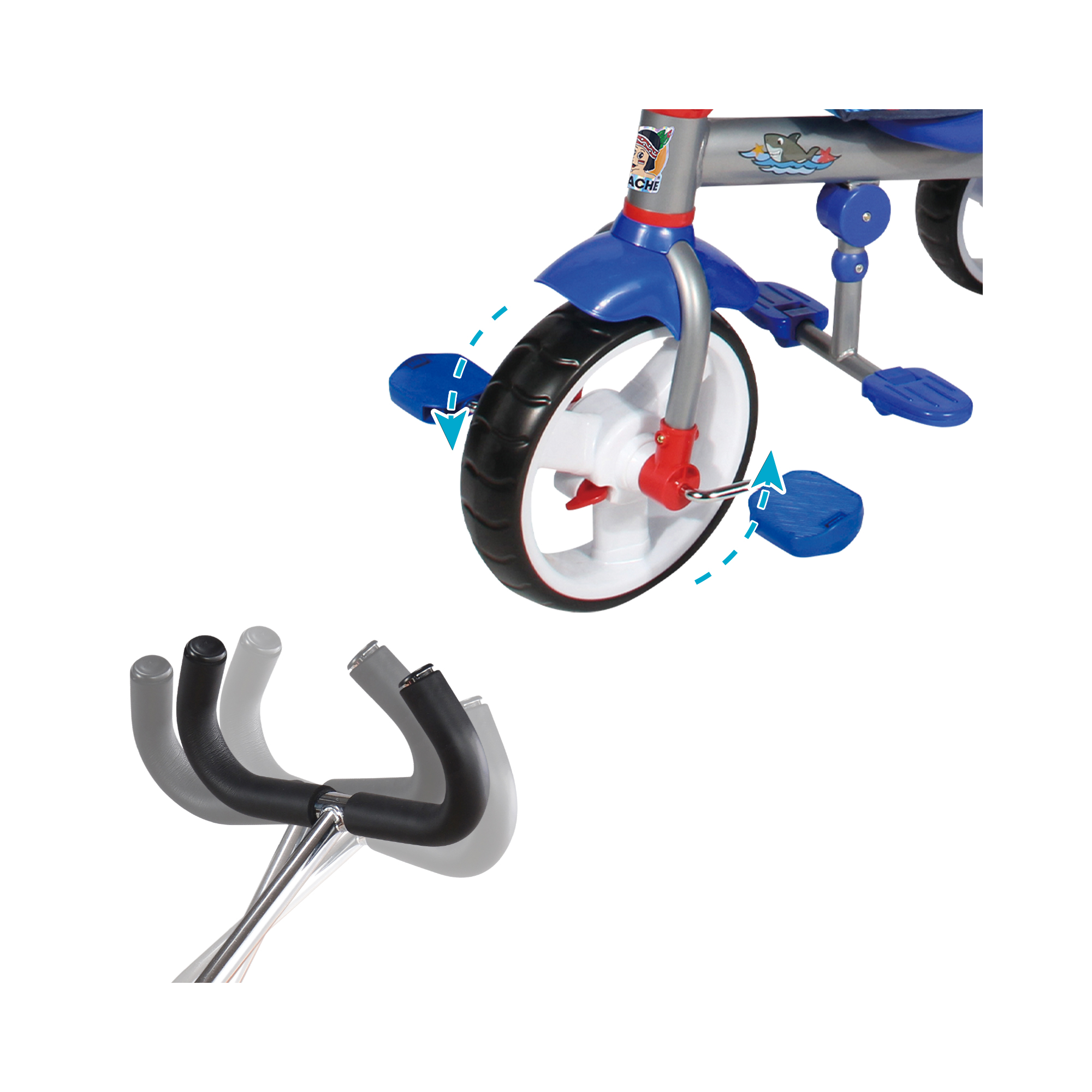 Triciclo Apache Tiburón 3 En 1 Tipo Carriola Bolsita al Frente y Cajuela