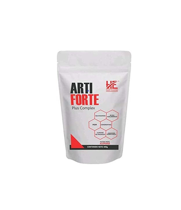 ARTIFORTE (Colágeno ,Glucosamina, Condroitina, MSM, Cloruro de Magnesio, Ácido Hialurónico) POLVO 400G, HEALTH ESSENTIAL SA DE CV, 1016, Huesos y Articulaciones más Fuertes para que te Sientas Mejor, Blanco