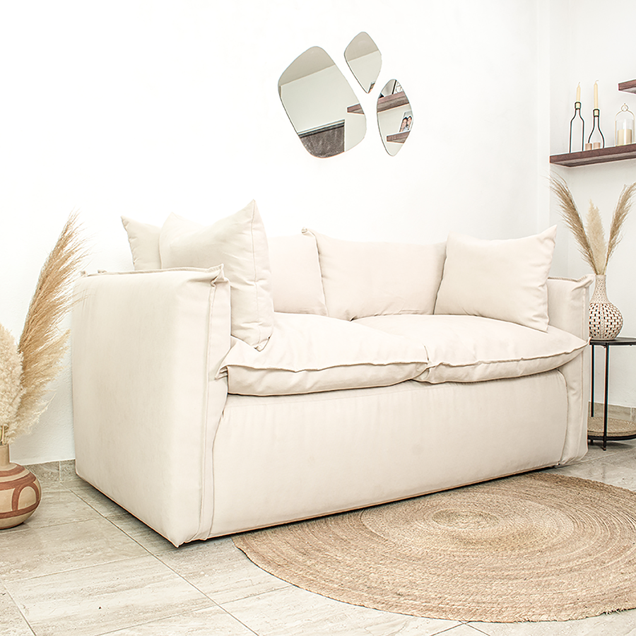 SOFÁ DE ALMOHADONES MODELO CLOUD COLOR BEIGE