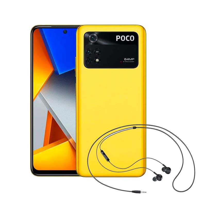 Combo Xiaomi Poco M4 Pro 128GB 6GB Ram Amarillo+ Earphones de mm