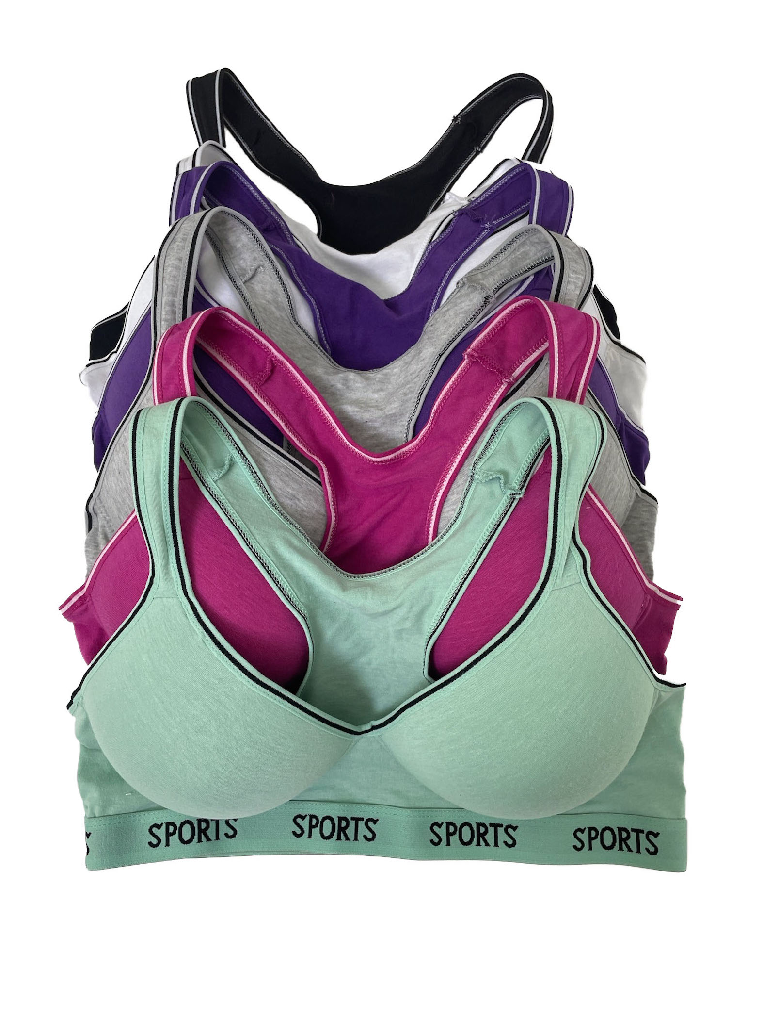 Paquete de 6 Piezas Brasier Top Deportivo De Algodón Tatys Fashion Paquete Incliuye 6 Diferentes Colores