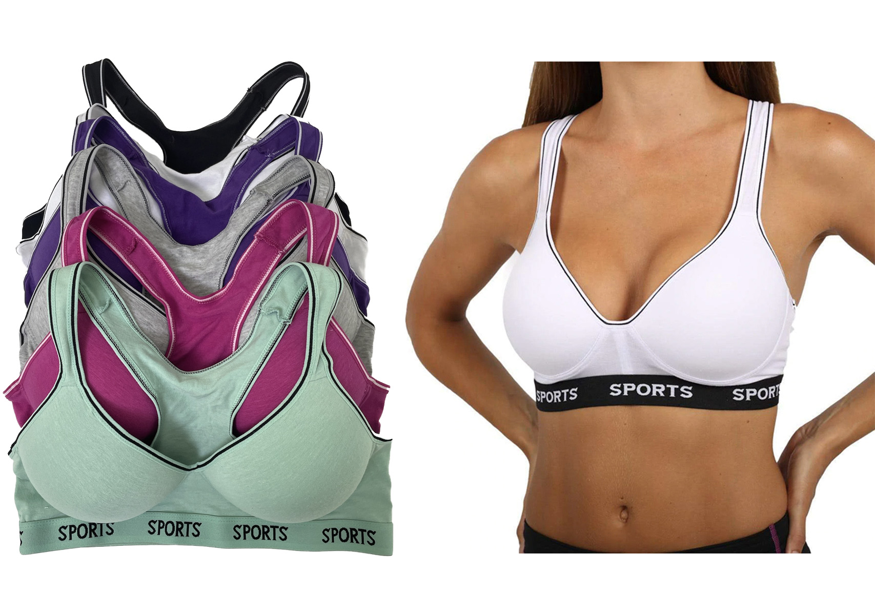 Paquete de 6 Piezas Brasier Top Deportivo De Algodón Tatys Fashion Paquete Incliuye 6 Diferentes Colores