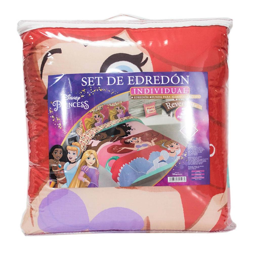 Colcha Edredón Individual Doble Vista Reversible Disney Princesas