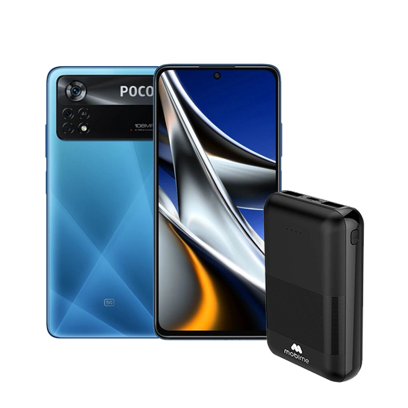 Combo Xiaomi Poco X4 Pro 5G 128GB 6GB Azul + MOBIME Cargador Portátil 10,000mAh