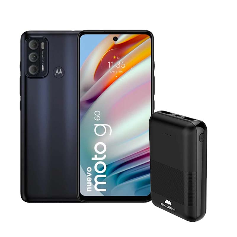 Combo Motorola Moto G60 128GB 4GB Negro + MOBIME Cargador Portátil 10,000mAh	