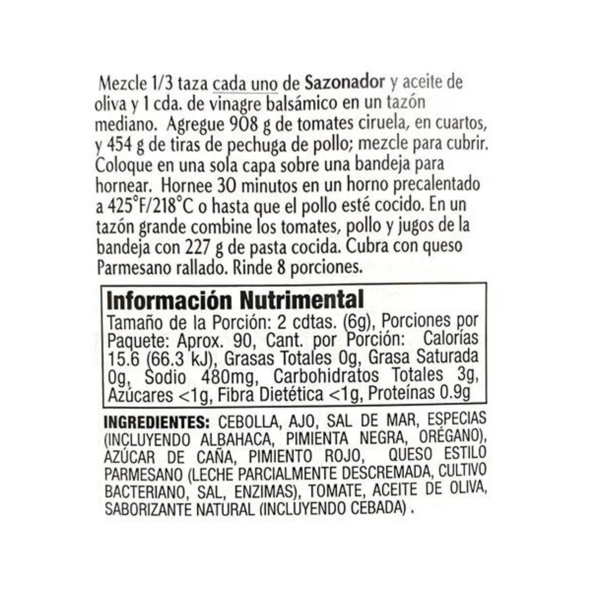 Sazonador Estilo Bruscheta Albaca Y Oregano 538 Gr Mccormick