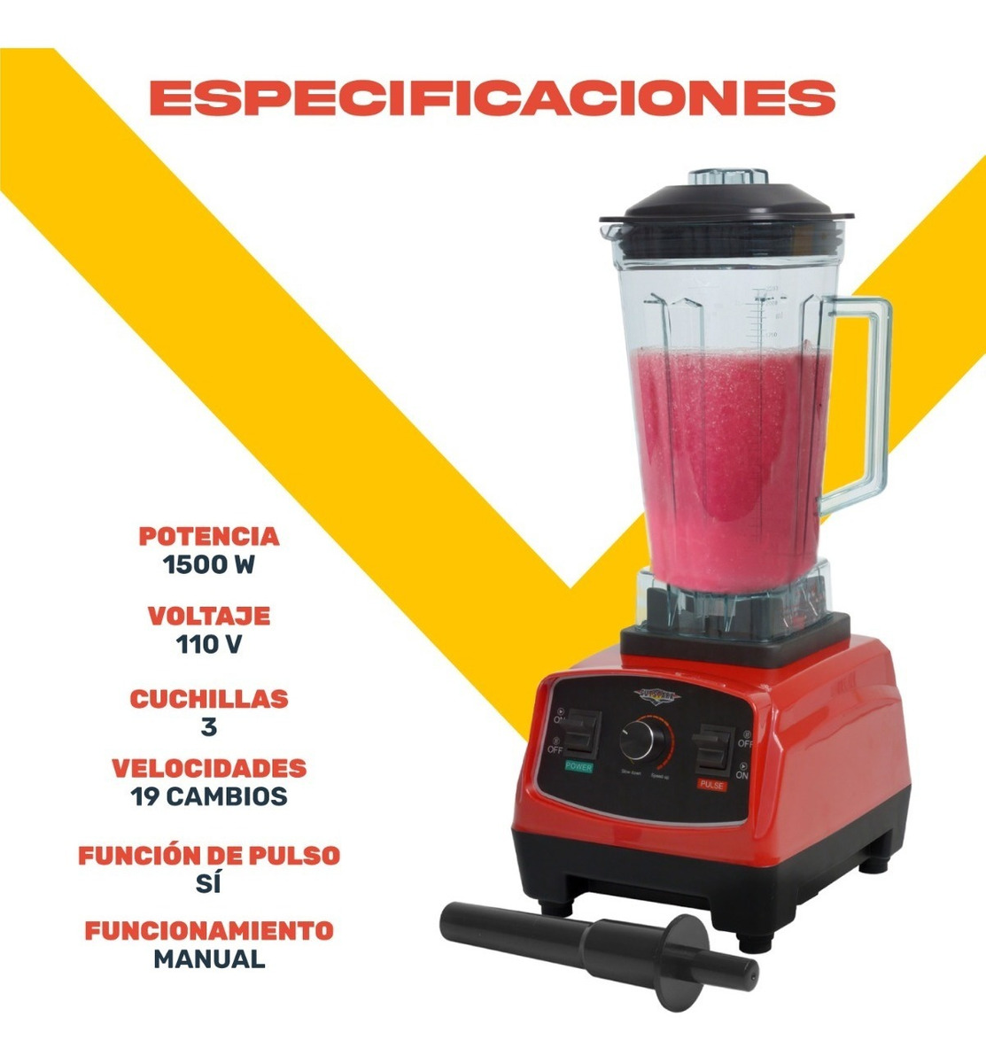 Licuadora Profesional 1500w 2.2l Blender 6 Aspas Industrial