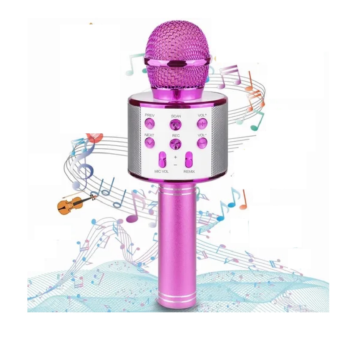 Micrófono De Karaoke Inalámbrico Con Bluetooth Y Bocina Rosa