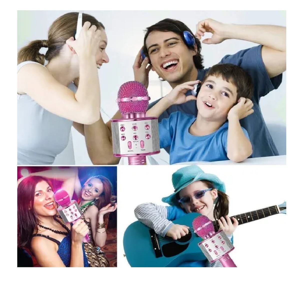 Micrófono De Karaoke Inalámbrico Con Bluetooth Y Bocina Rosa