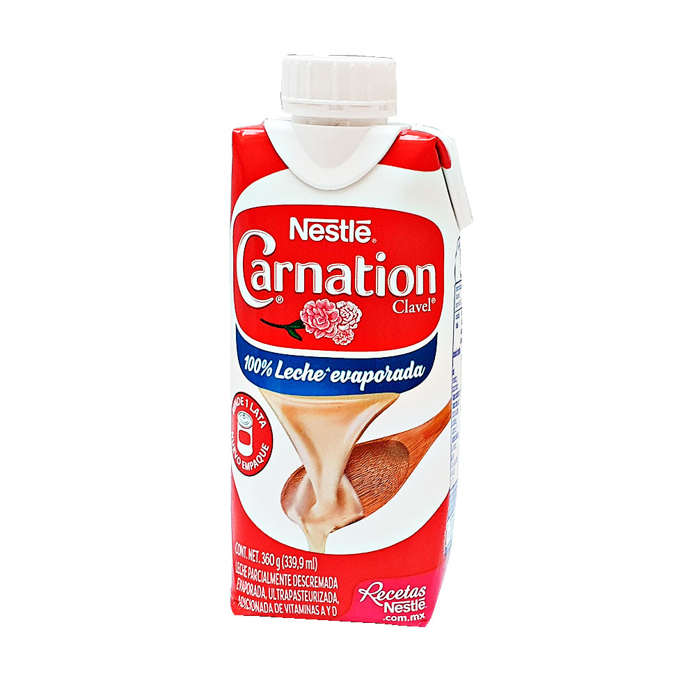 Leche Carnation Evaporada Cartón Chico Café 339ml Tetra Pak