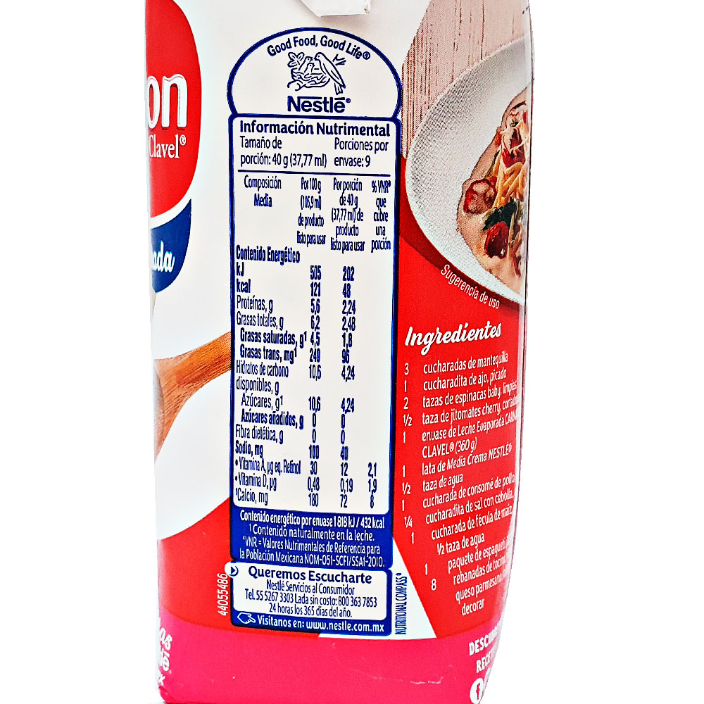 Leche Carnation Evaporada Cartón Chico Café 339ml Tetra Pak