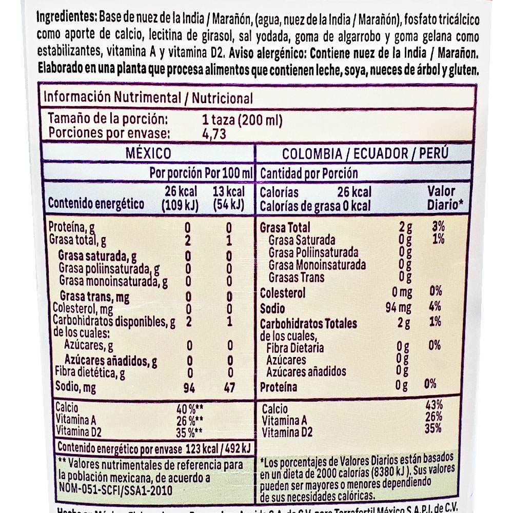 Leche Nuez De La India Nature's Heart Cashew Marañón 946ml