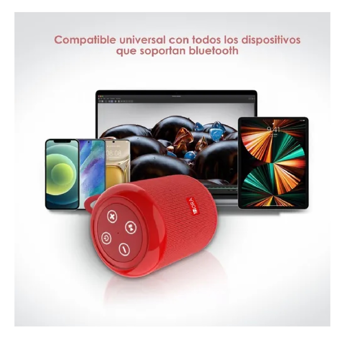 Mini Bocina Portátil Bluetooth Inalámbrica Altavoz Sd Rojo