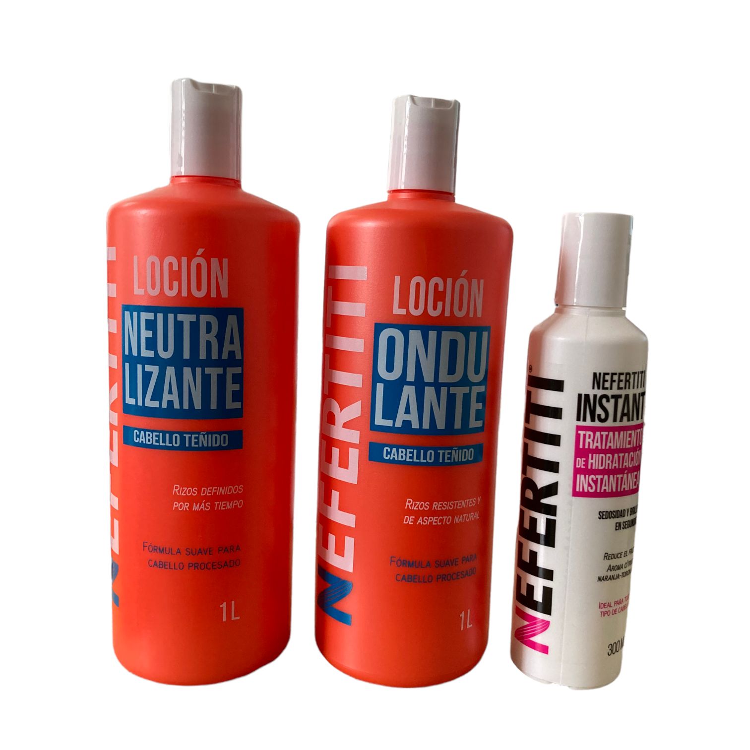 Nefertiti Locion neutralizante cabello teñido + Ondulante cabello teñido 1lt+ Instant 300ml