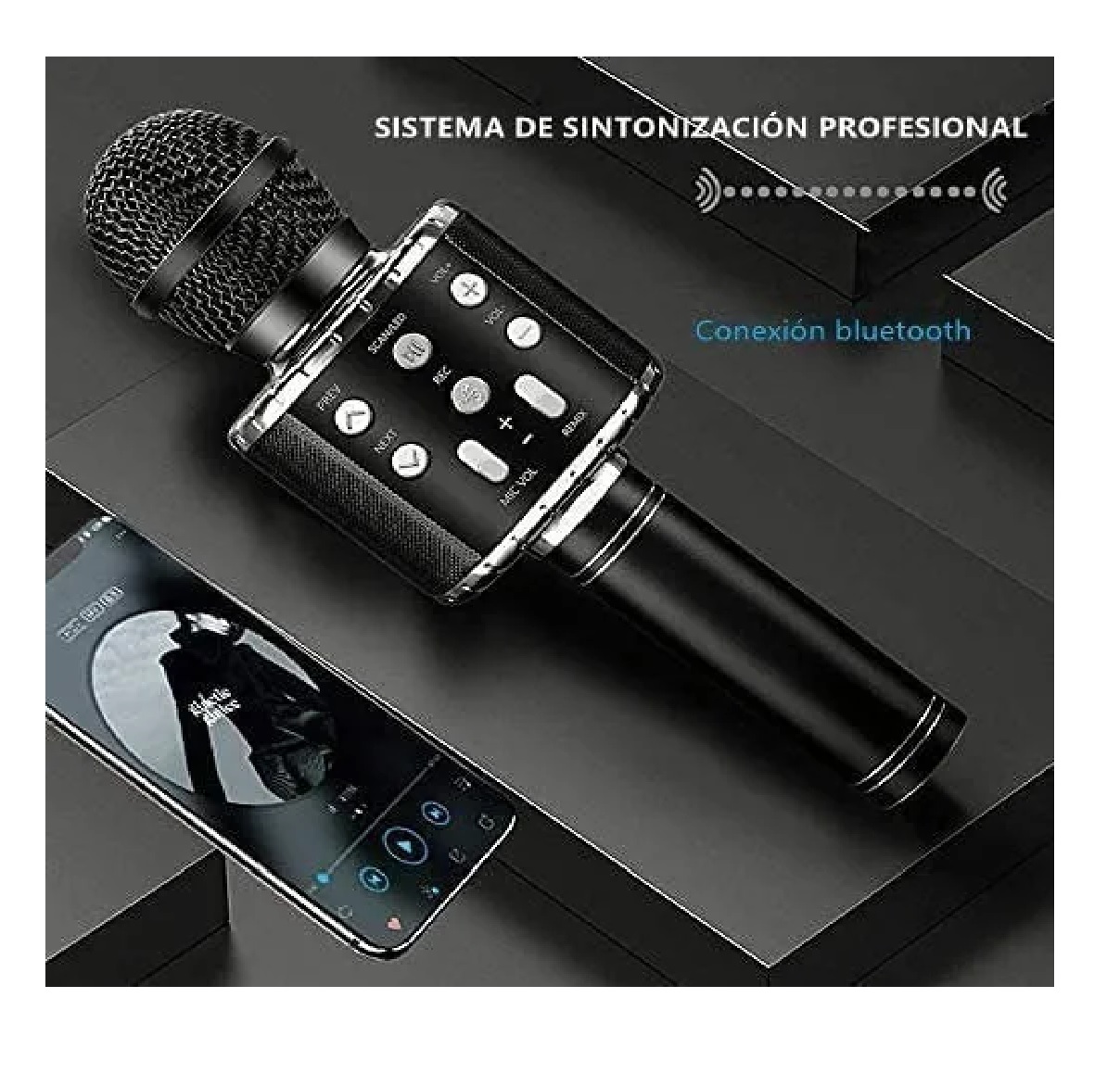 Micrófono De Karaoke Inalámbrico Con Bluetooth Y Bocina Negro