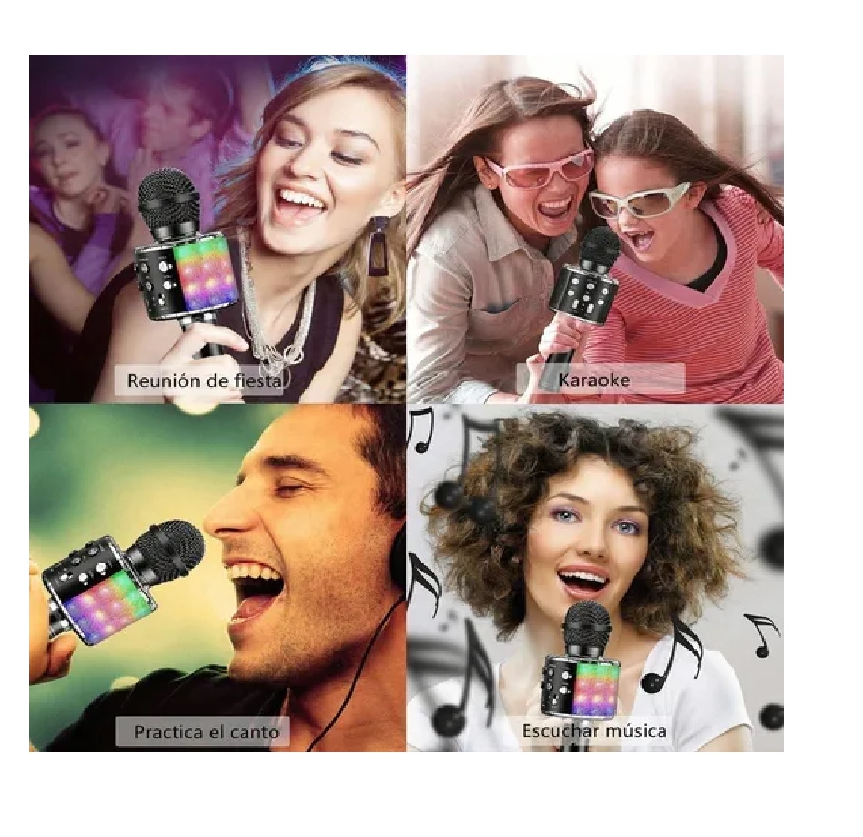 Micrófono De Karaoke Inalámbrico Con Bluetooth Y Bocina Negro