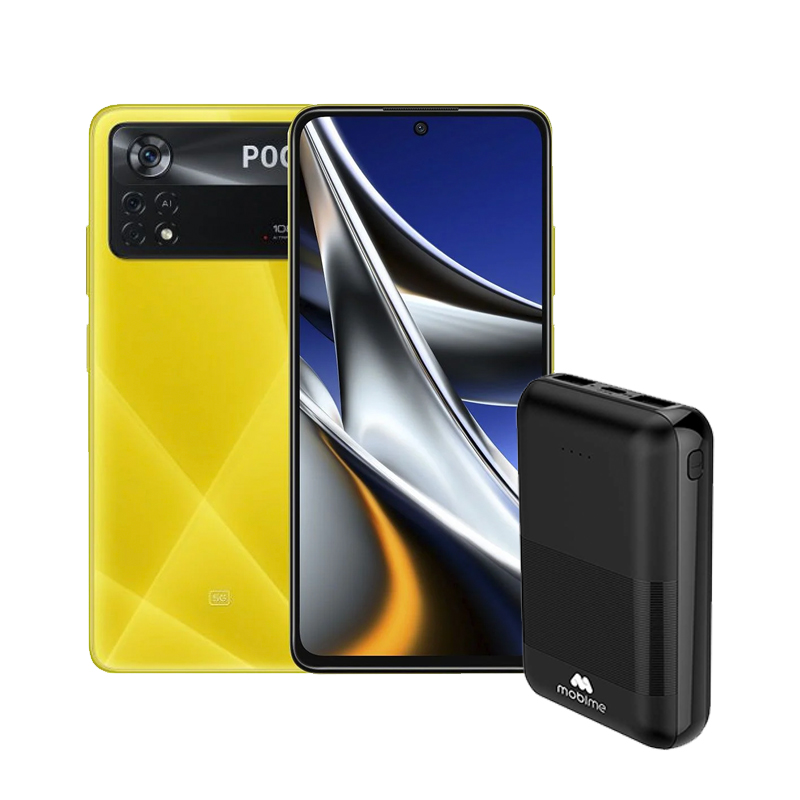 Combo Xiaomi Poco X4 Pro 5G 128GB 6GB Amarillo + MOBIME Cargador Portátil 10,000mAh