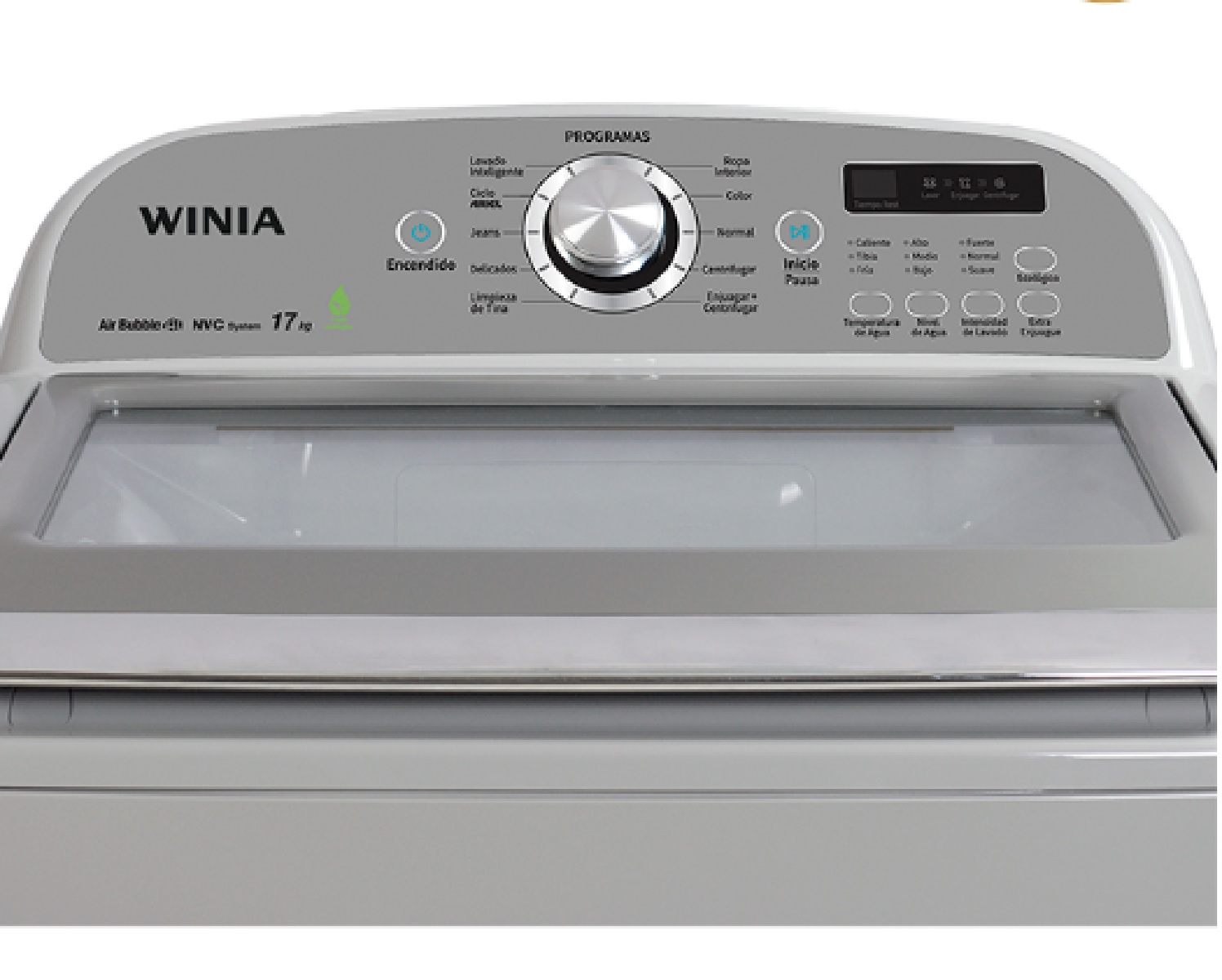 Lavadora Automática 17 Kg. Color gris y silver. Gris silver