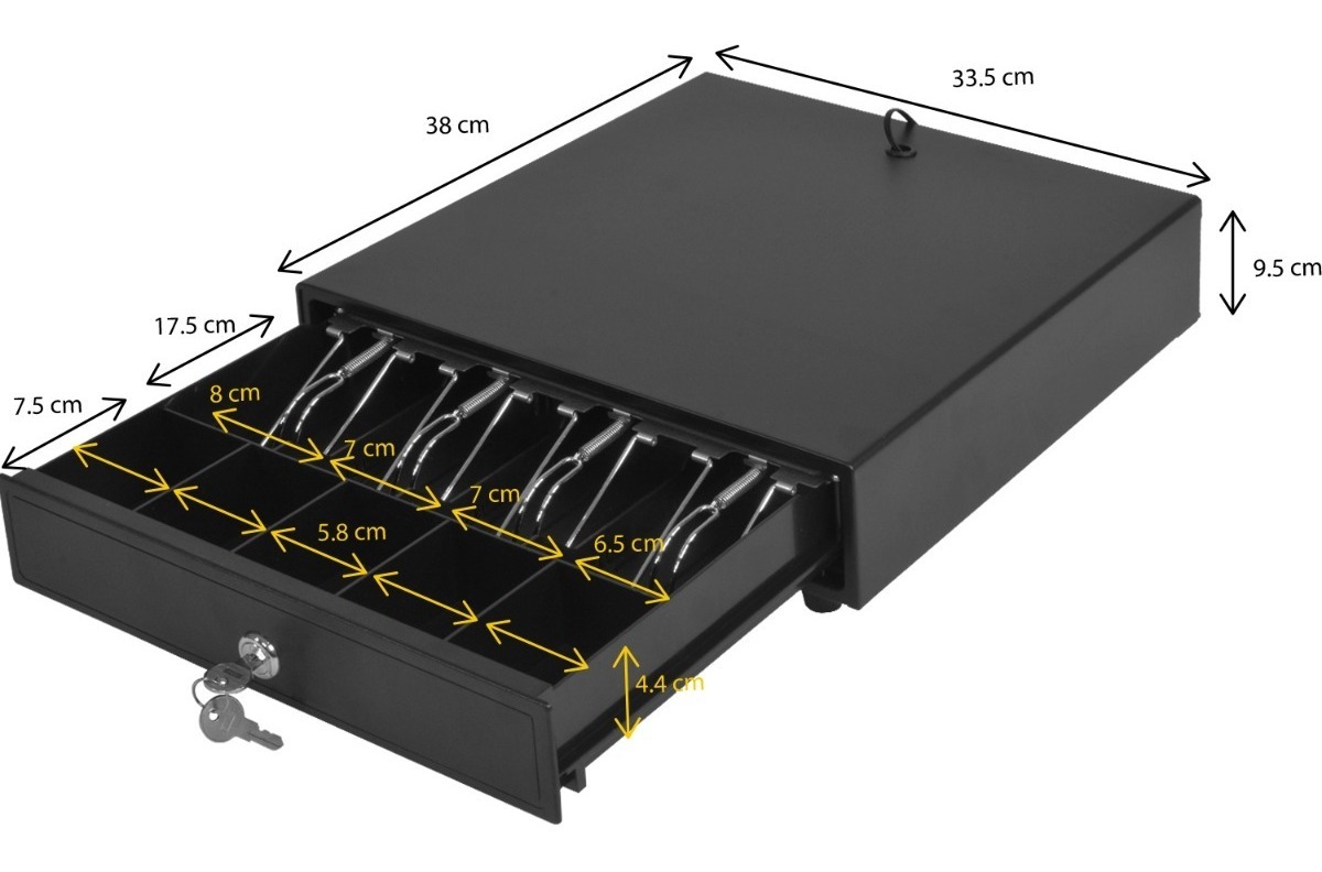 Cajon De Dinero Metalico 4 Billetes 5 Monedas Cable Rj11