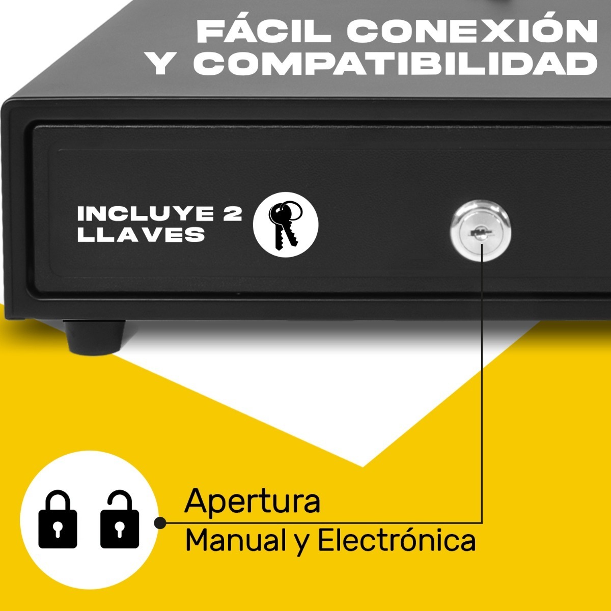 Cajon De Dinero Metalico 4 Billetes 5 Monedas Cable Rj11