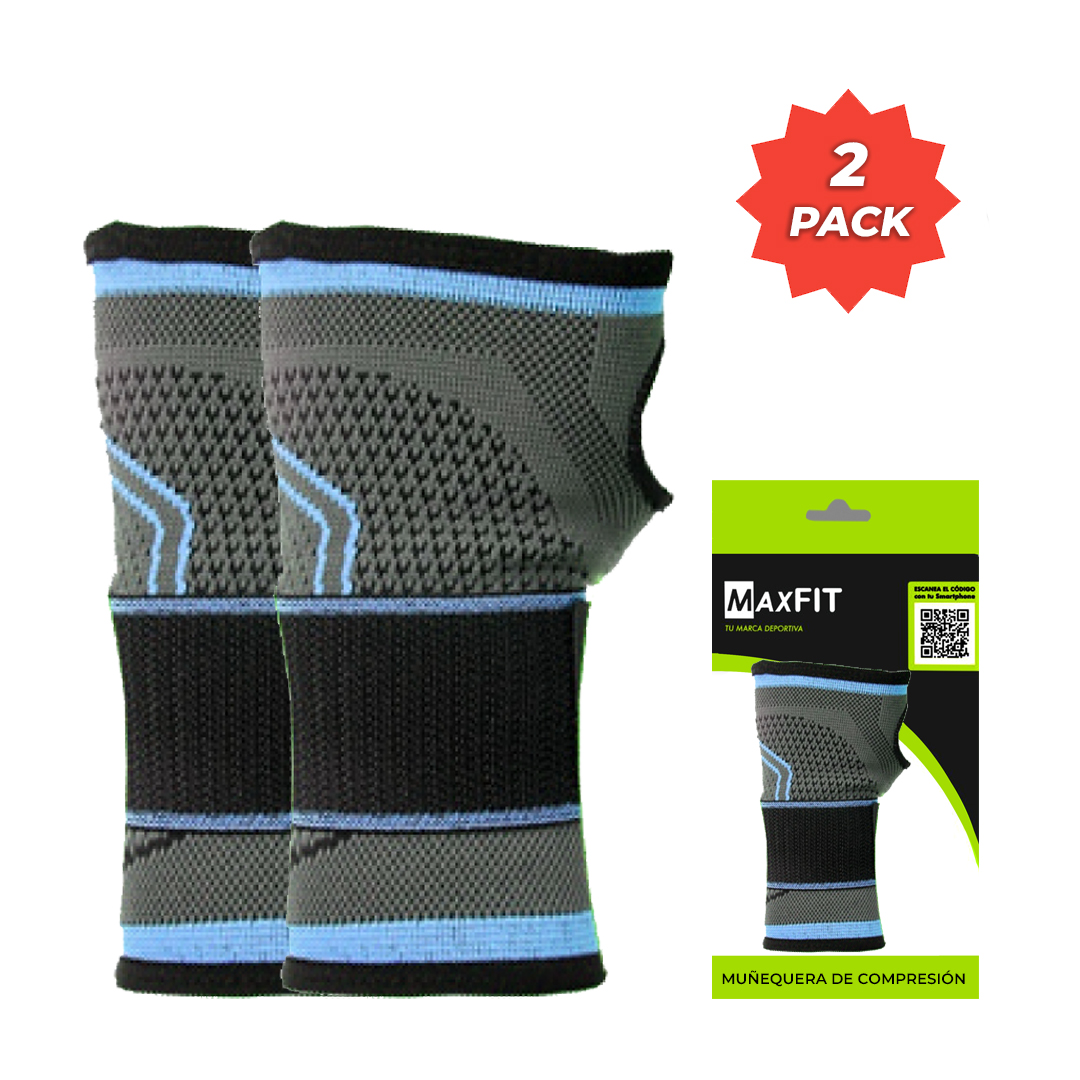 Par Muñequeras Elásticas Compresión Deportiva Maxfit Hw003