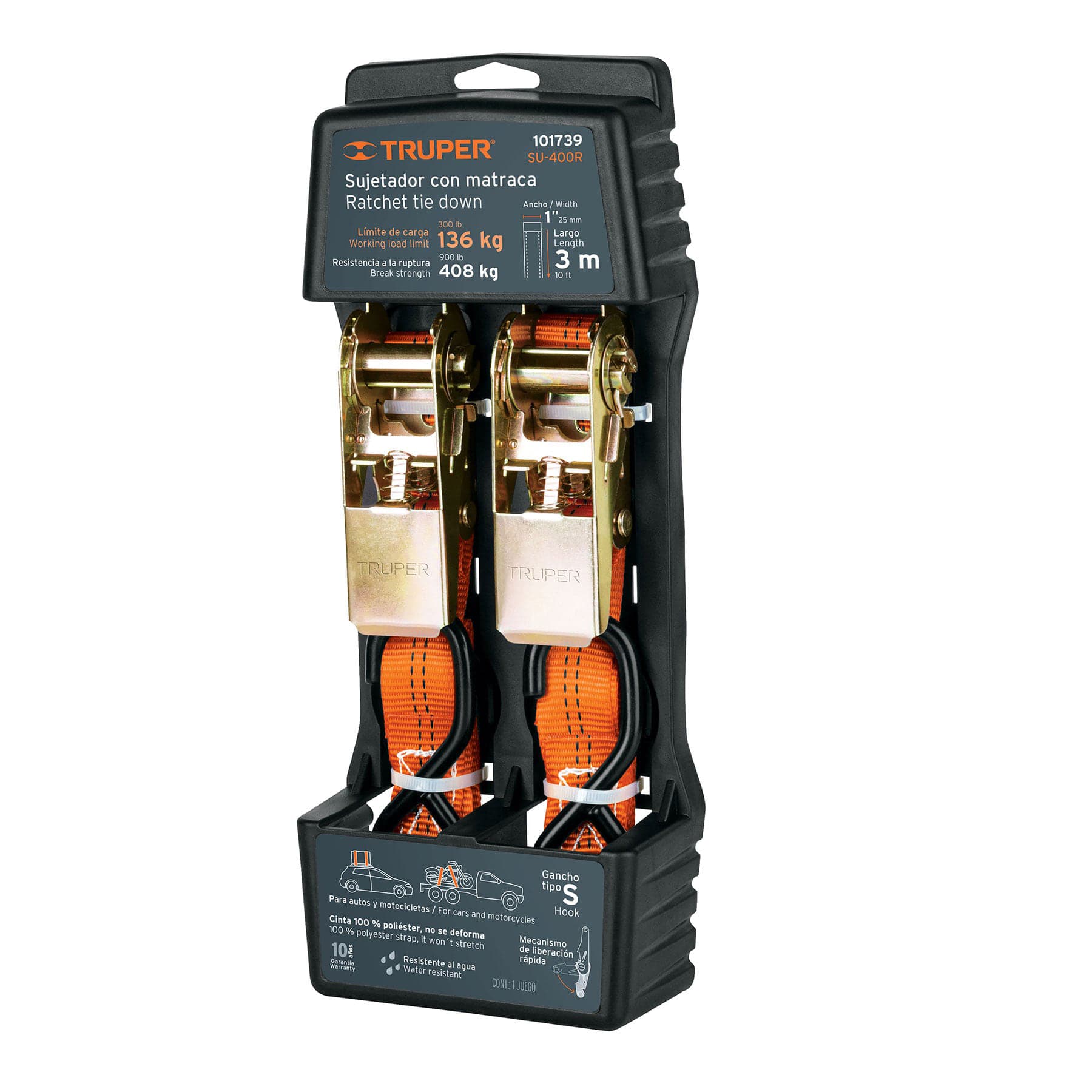 Juego de 2 sujetadores con matraca, Truper 101739