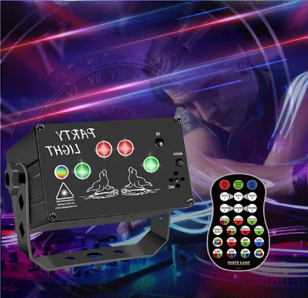 Aurora Dj Party Luces Estroboscópicas Proyector Control Voz