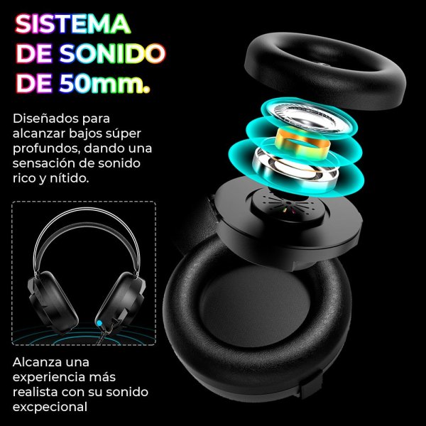 Audífonos Gamer Usb Rgb