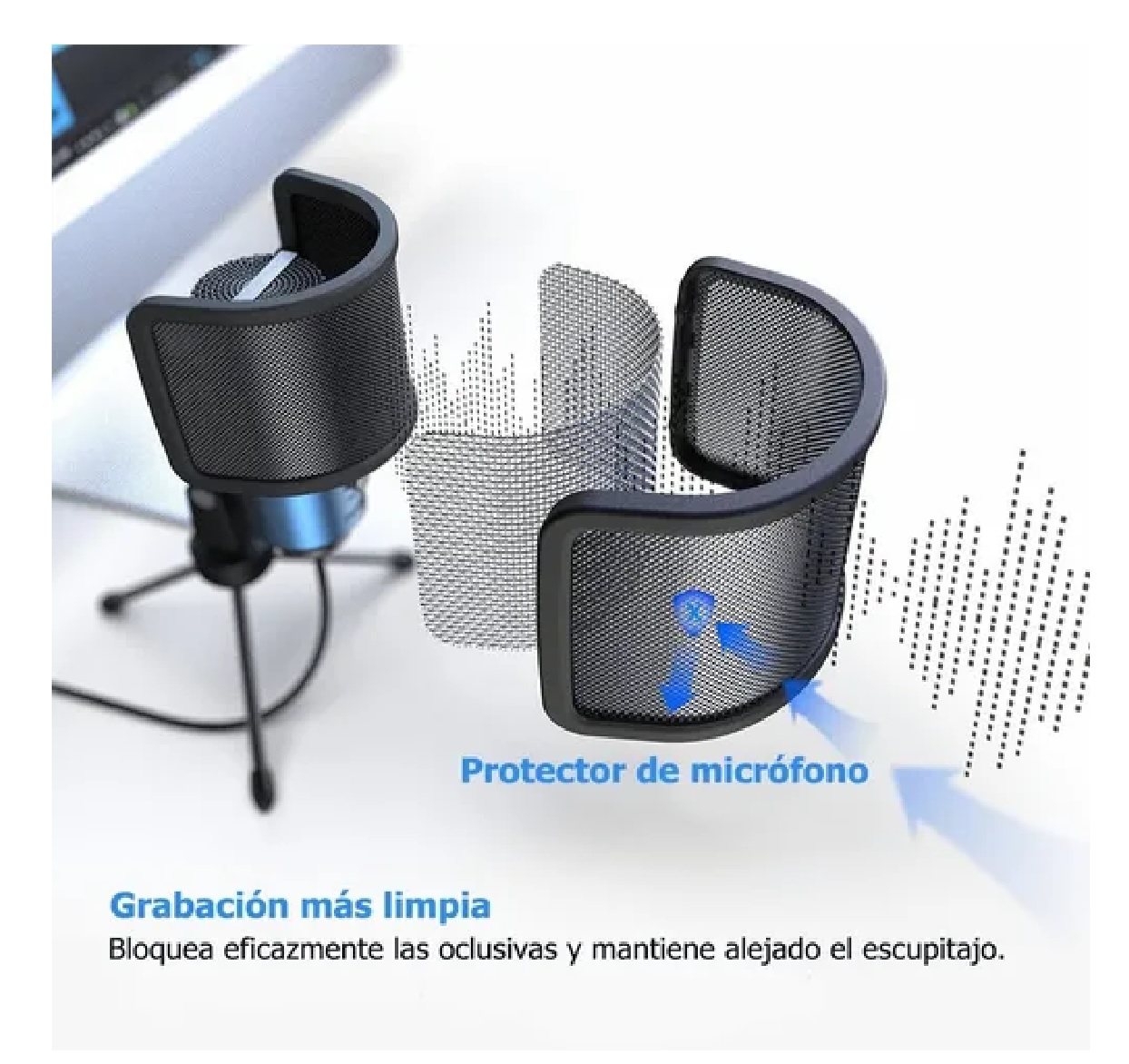 Forma U Filtro Antipop Para Micrófono Profesional 3 Capa