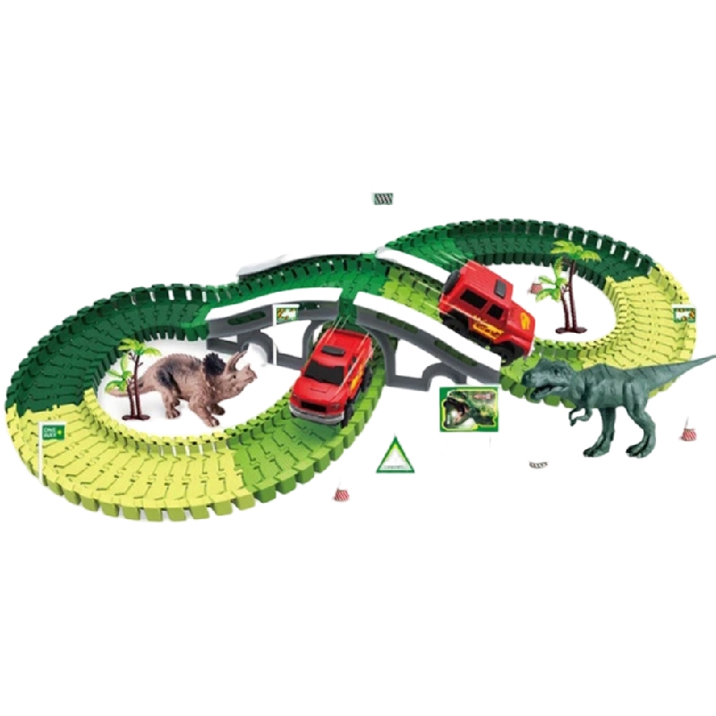 Pista Carreras Con Dinosaurio 72 Piezas 308 Cm Con Luz Sonido Agua