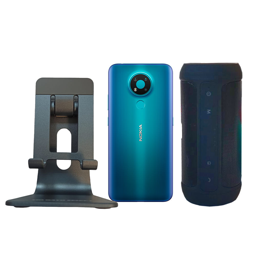 Nokia 3.4 Azul 3/64GB+ Bocina Charge2 Negro+ Base metálica para celular