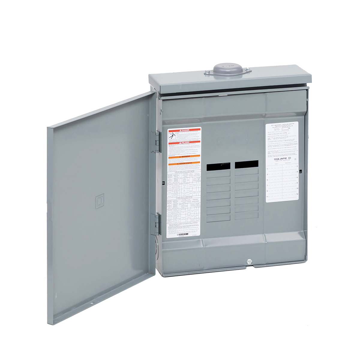 Centro de carga QO Z Principales. 125  A, 1F, 3H 12sp, Nema3R, incl barra tierra PoN