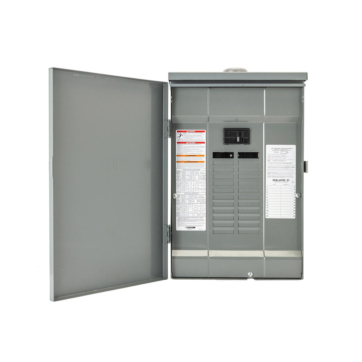 Centro de carga QO Z Principales. 125  A, 1F, 3H 12sp, Nema3R, incl barra tierra PoN