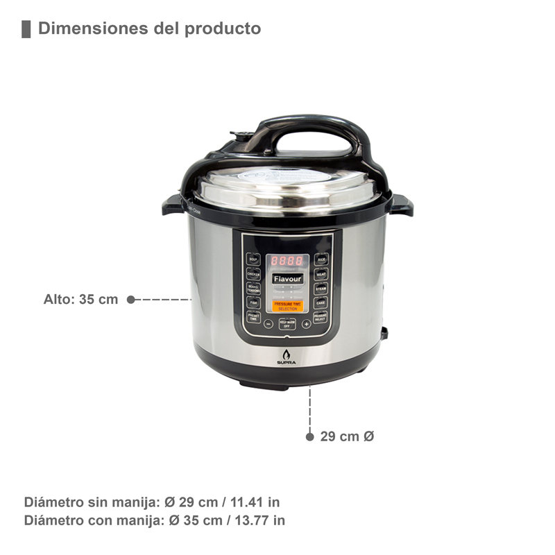 OLLA ELÉCTRICA A PRESIÓN MULTIFUNCIONAL 6 LITROS SUPRAPOT DE ACERO INOXIDABLE