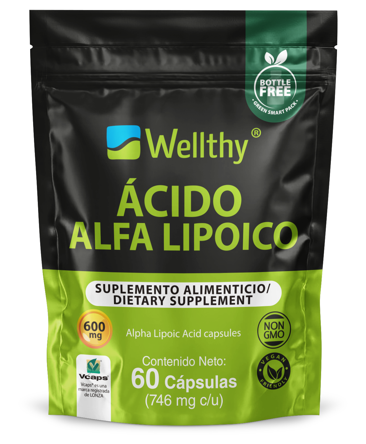 Ácido alfalipoico Wellthy 600 mg 60 capsulas