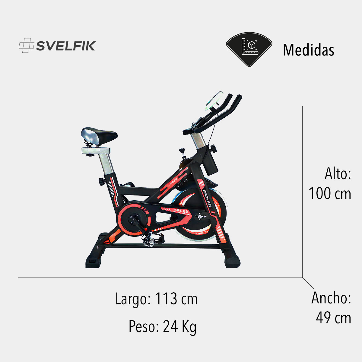 Bicicleta fija para spinning Svelfik - Spin Fit Roja (Reacondicionado A, Empaque Dañado).