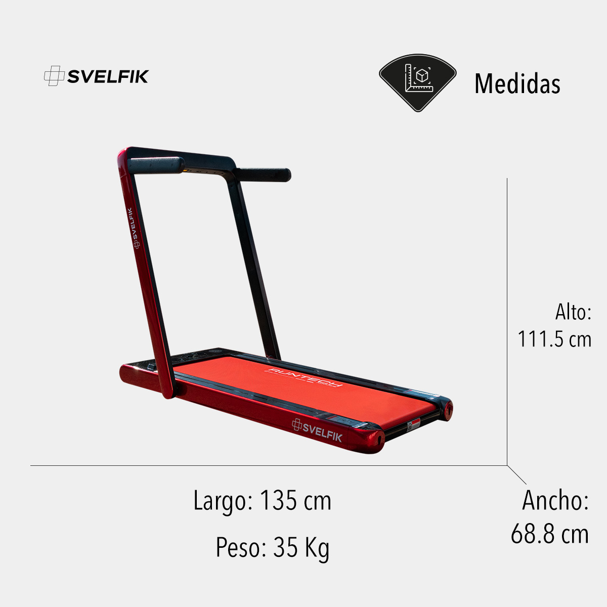 Caminadora Runtech-Advance eléctrica con bocina bluetooth Rojo con Negro