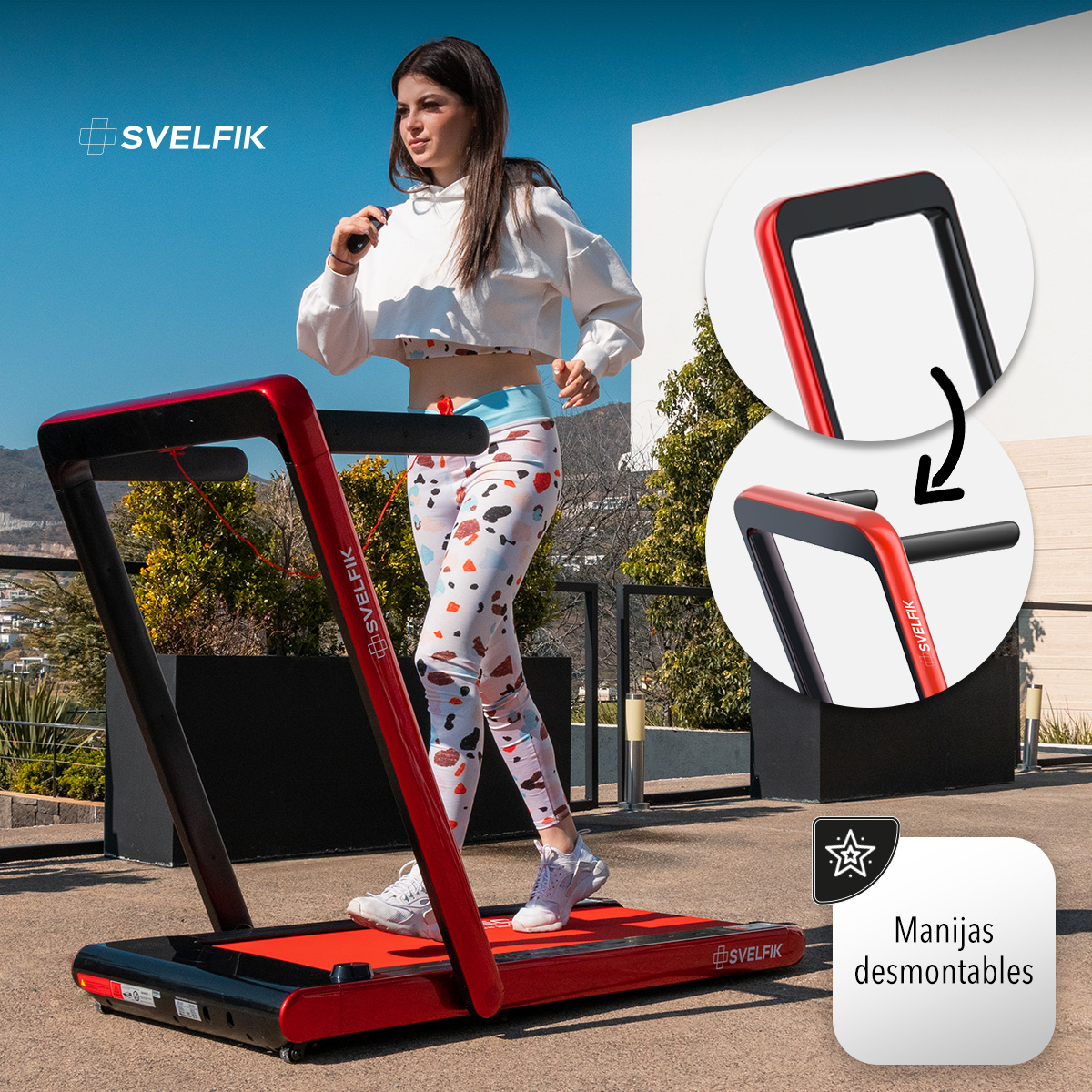 Caminadora Runtech-Advance eléctrica con bocina bluetooth Rojo con Negro