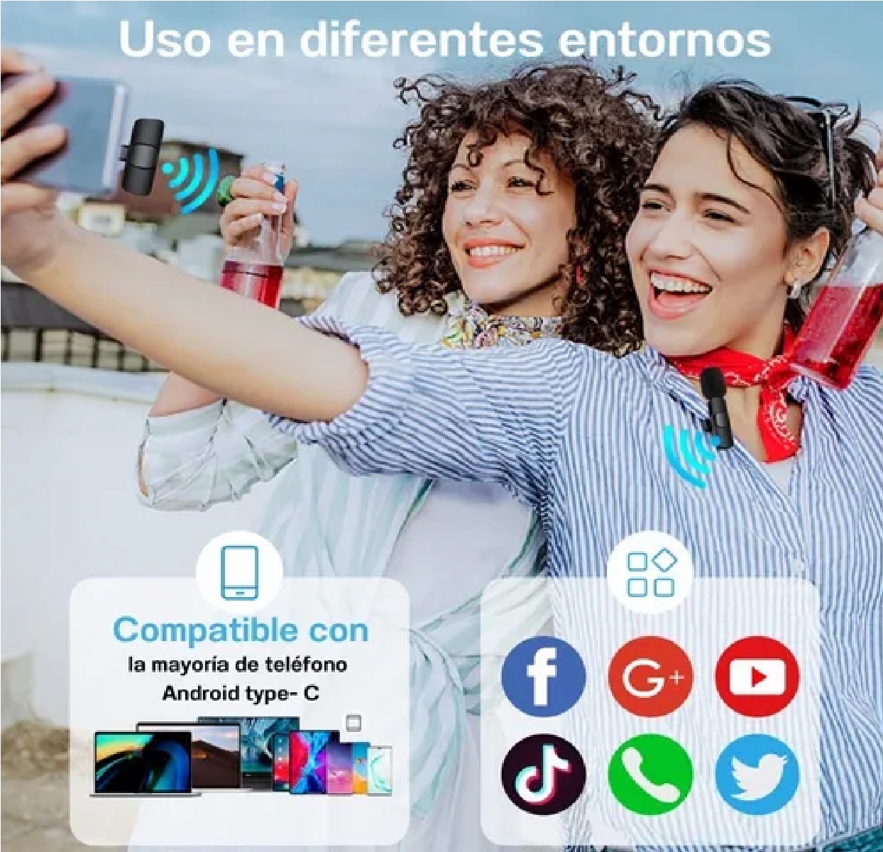 Micrófono Inalámbrico Solapa Para Android,usb C Micrófono