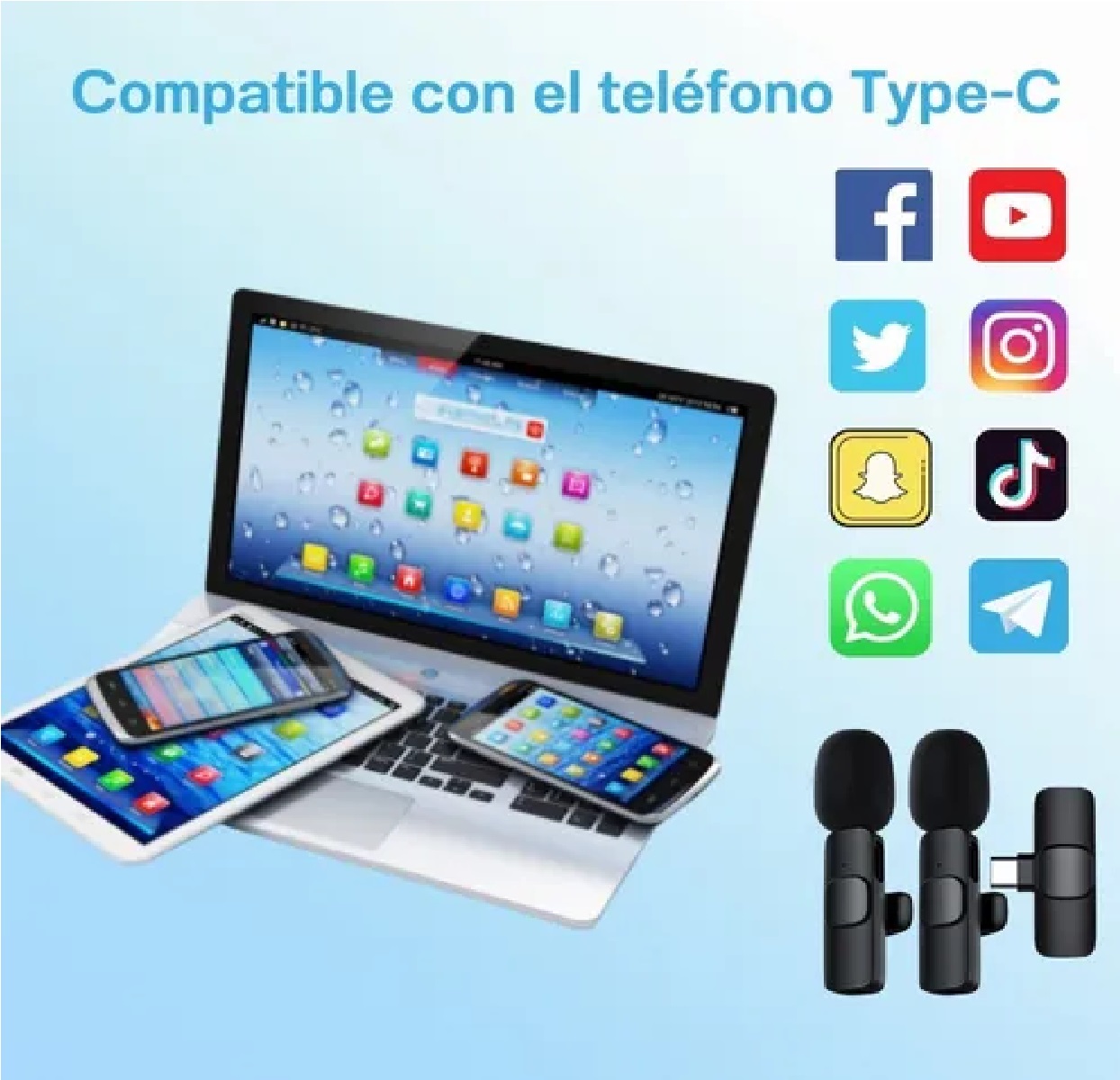 Micrófono Inalámbrico Solapa Para Android,usb C Micrófono