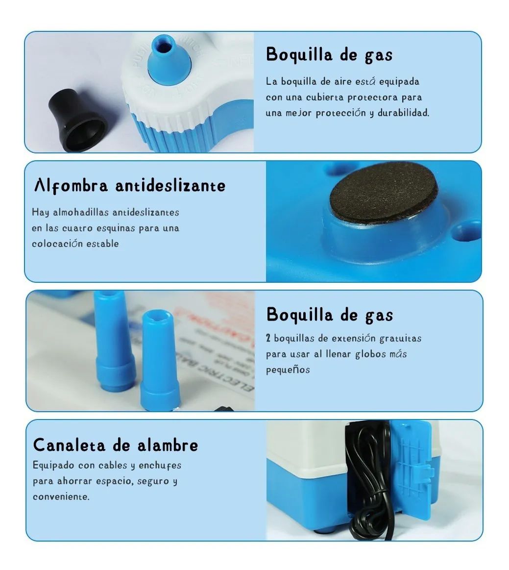 Bomba Electrica Para Inflar Globos Azul