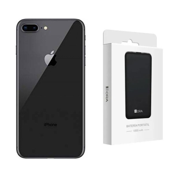Apple IPhone 8 Plus Negro 64GB Reacondicionado Grado A + Bateria Portatil 10000 mAh