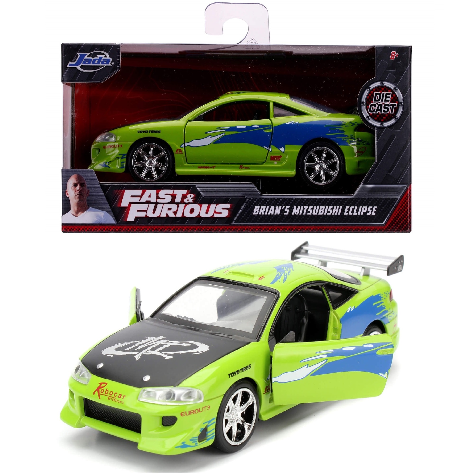 Brian 1995 Mitsubishi Eclipse Rápido y Furioso Jada Toys Escala 1:32
